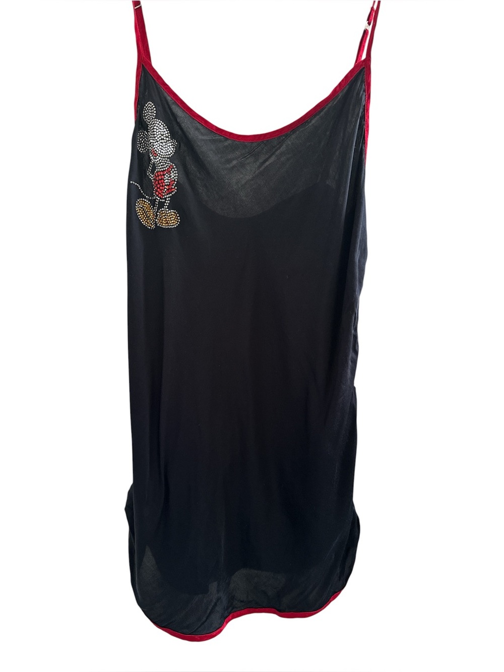 intimissimi for Disney Black Satin Camisole and Rhinestone Mickey Mouse Accent